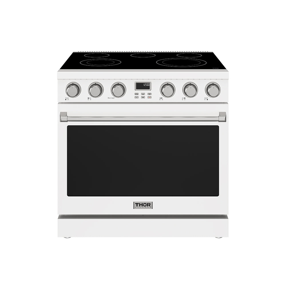 36 Inch Electric Range in White - Contemporary Professional