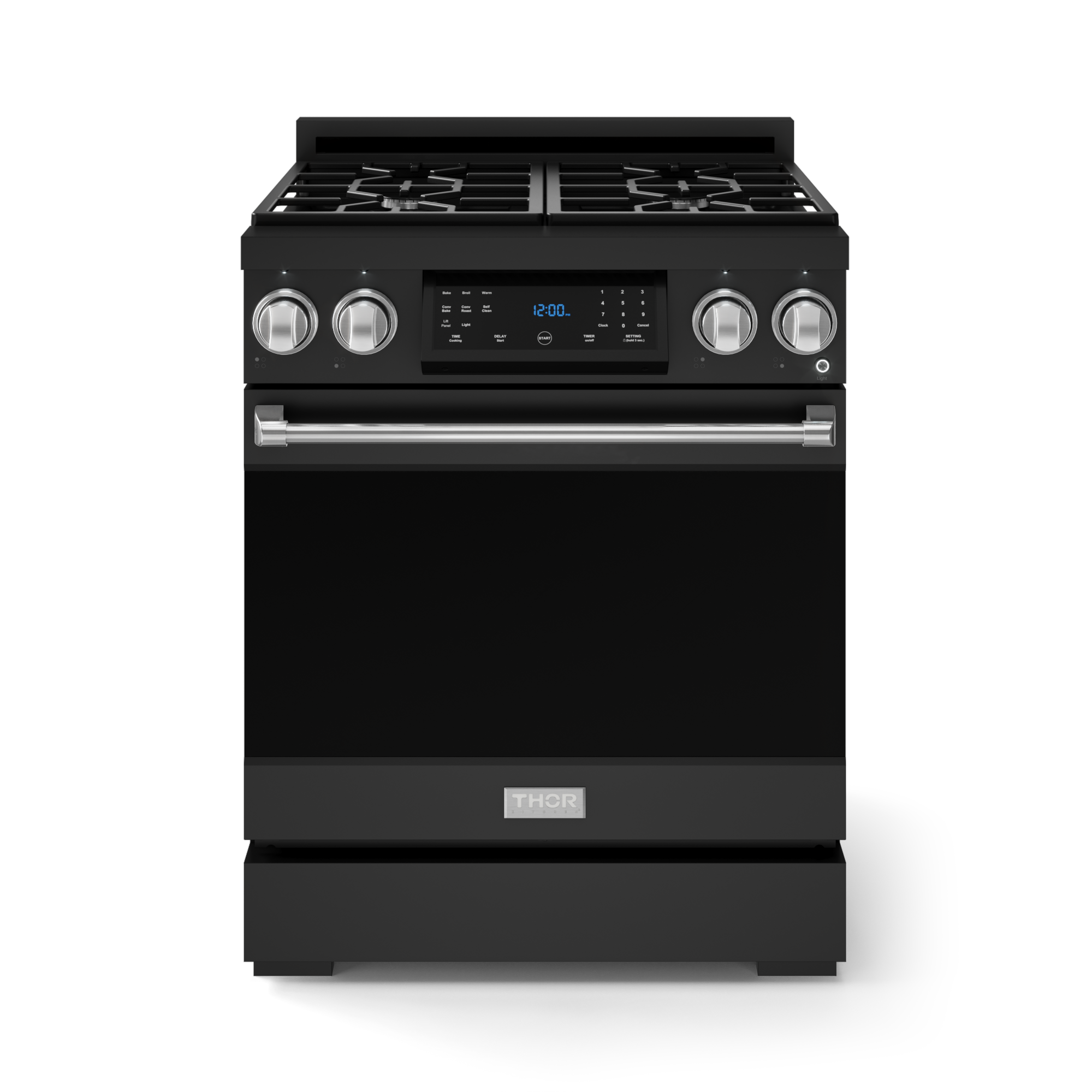 30 Inch Professional Gas Range with Tilt Panel Touch Control in Matte Black/Stainless Steel | Gordon Ramsay Series