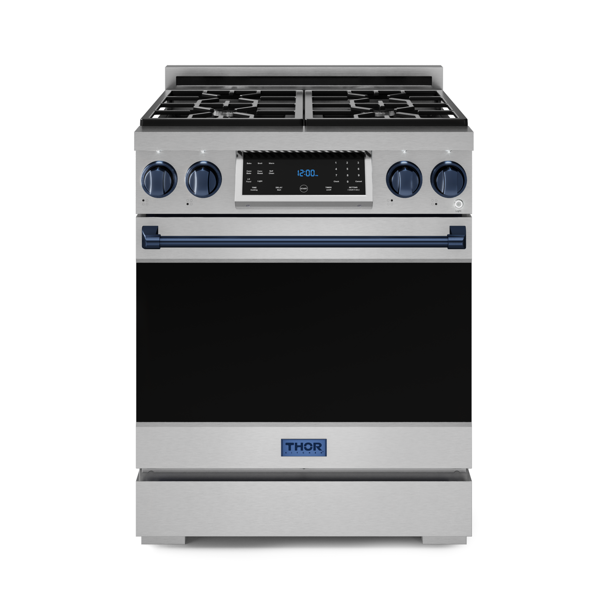 30 Inch Professional Gas Range with Tilt Panel Touch Control in Stainless Steel/Blue | Gordon Ramsay Series