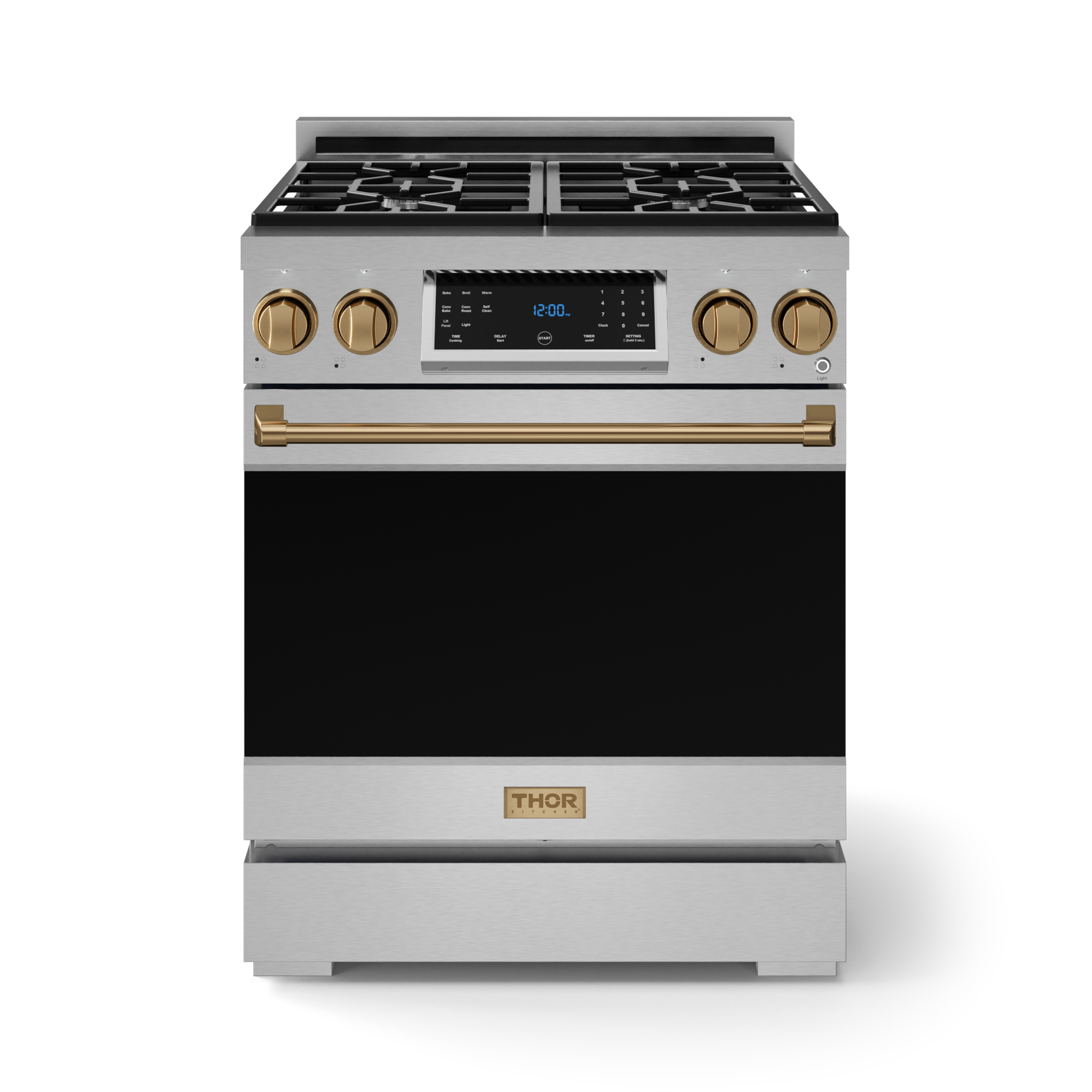 30 Inch Professional Gas Range with Tilt Panel Touch Control in Stainless Steel/Bronze | Gordon Ramsay Series