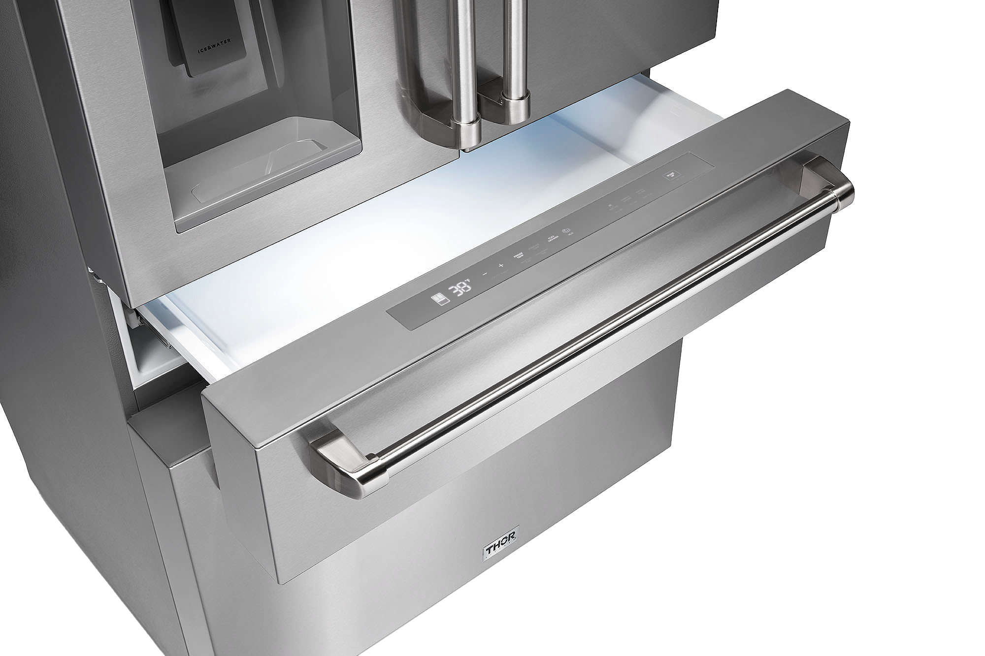 Thor Kitchen 36 Inch Professional French Door Refrigerator with Ice and Water Dispenser - Model TRF3601FD