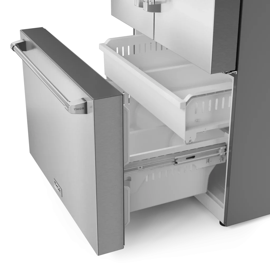 Thor Kitchen 36 Inch Professional French Door Refrigerator with Ice and Water Dispenser – Model TRF3628FFD