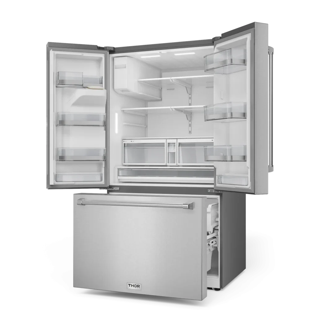 Thor Kitchen 36 Inch Professional French Door Refrigerator with Ice and Water Dispenser – Model TRF3628FFD
