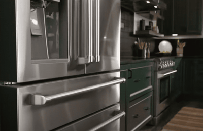A Modern Bottom Freezer Refrigerator with Ice Maker