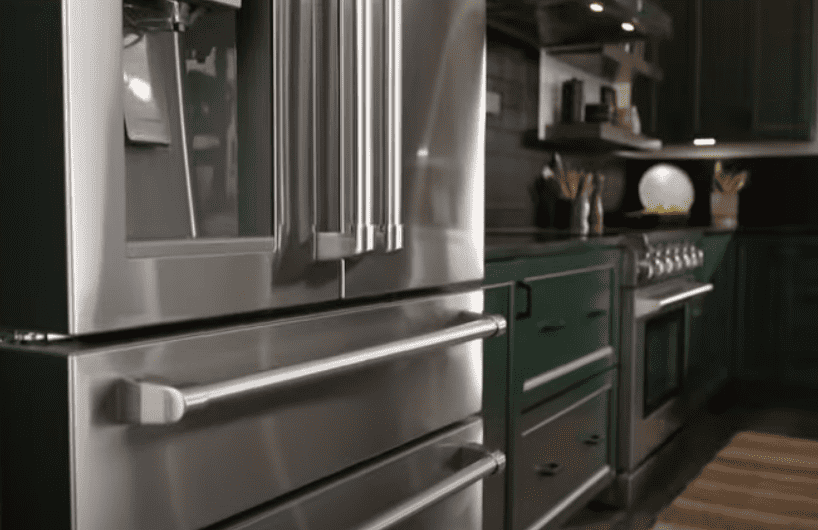 A Modern Bottom Freezer Refrigerator with Ice Maker
