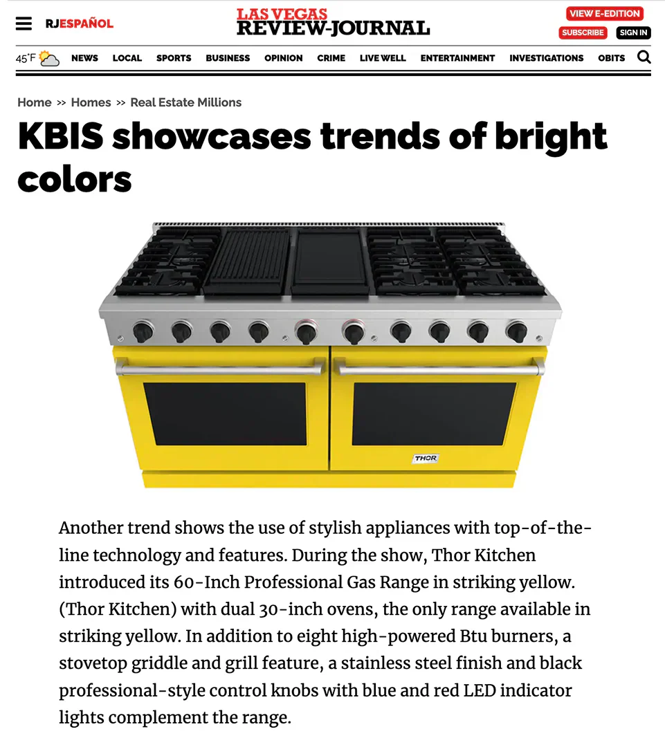 THOR Kitchen Featured in Las Vegas Review Journal