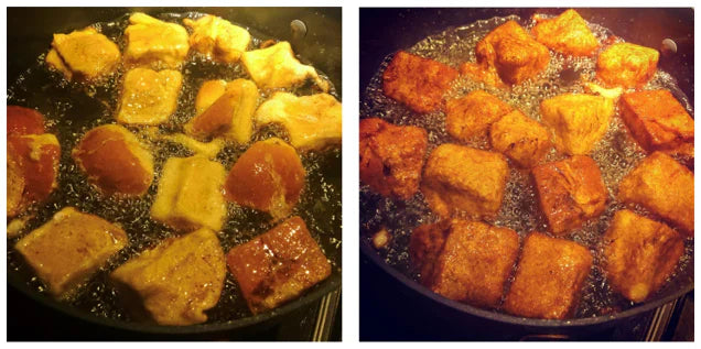 Fried French Toast with Vanilla Pastry Cream and Bourbon Flambé Apples