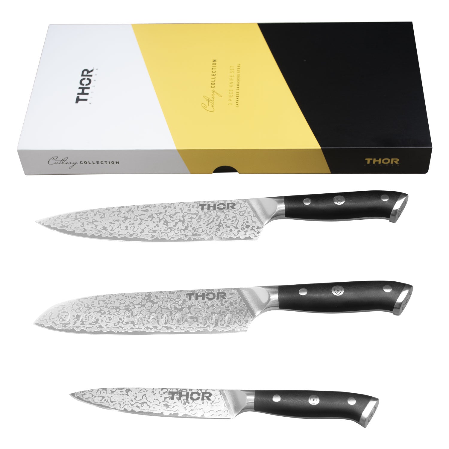 3-Piece Damascus Knife Set