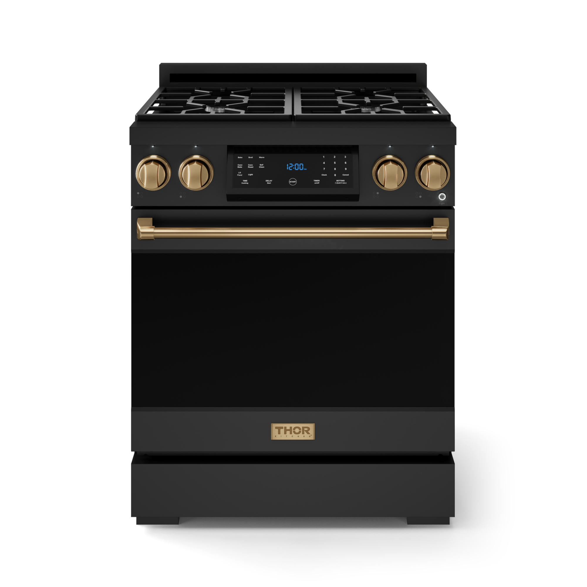 30 Inch Professional Gas Range with Tilt Panel Touch Control in Matte Black/Bronze | Gordon Ramsay Series