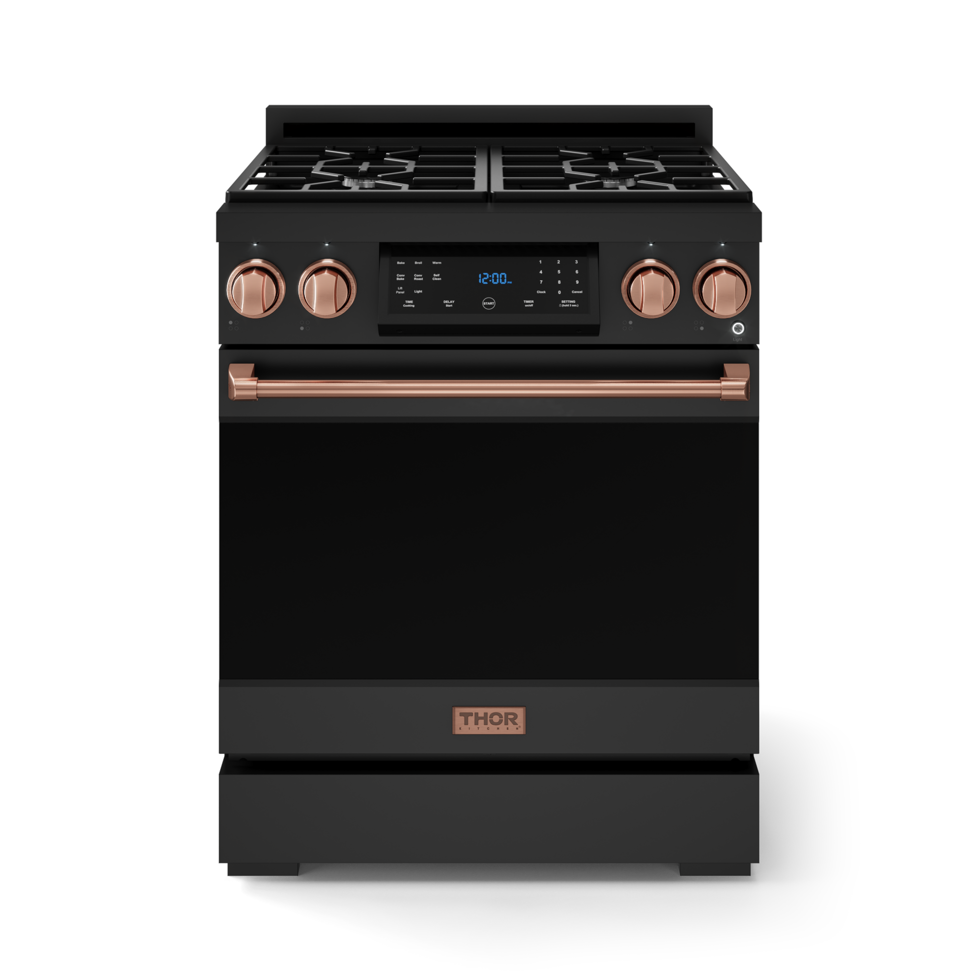 30 Inch Professional Gas Range with Tilt Panel Touch Control in Matte Black/Rose Gold | Gordon Ramsay Series