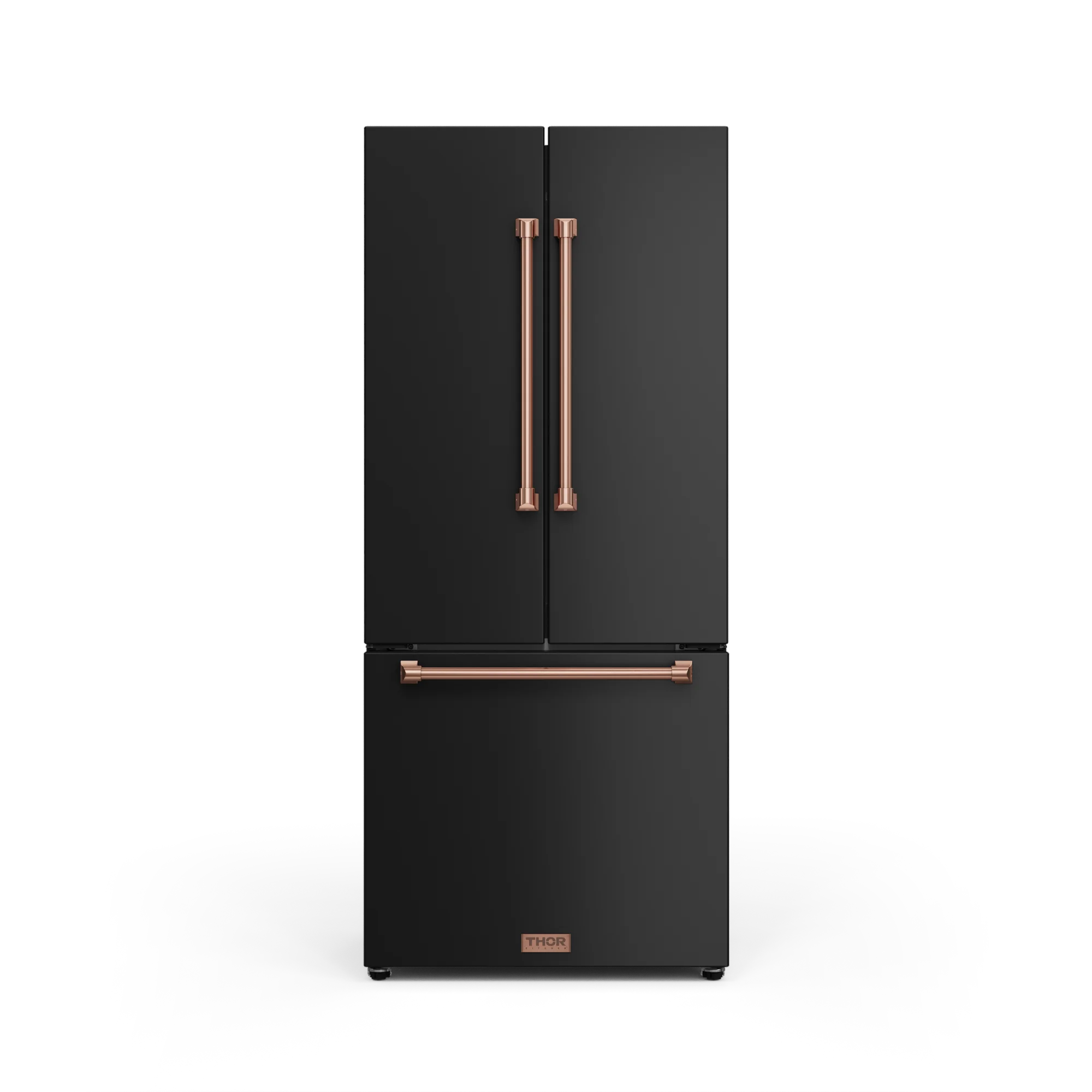 30 Inch 17.5 cu ft French Door Counter Depth Refrigerator with Ice Maker in Black/Rose Gold | Gordon Ramsay Series