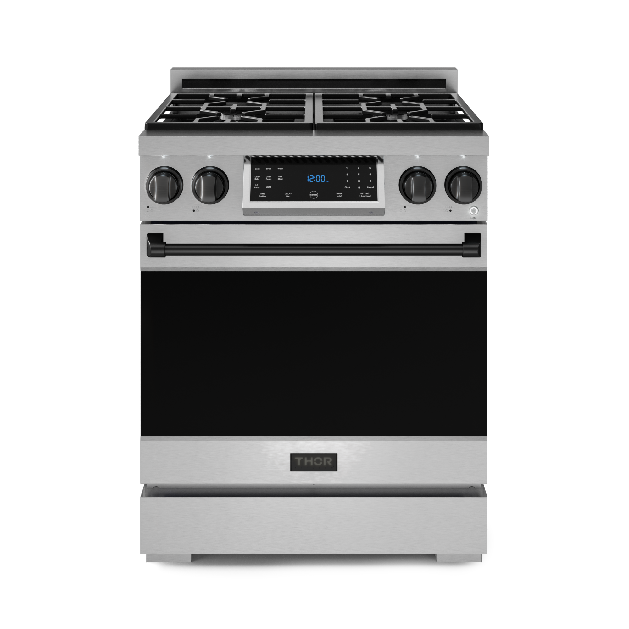 30 Inch Professional Gas Range with Tilt Panel Touch Control in Stainless Steel/Black | Gordon Ramsay Serie