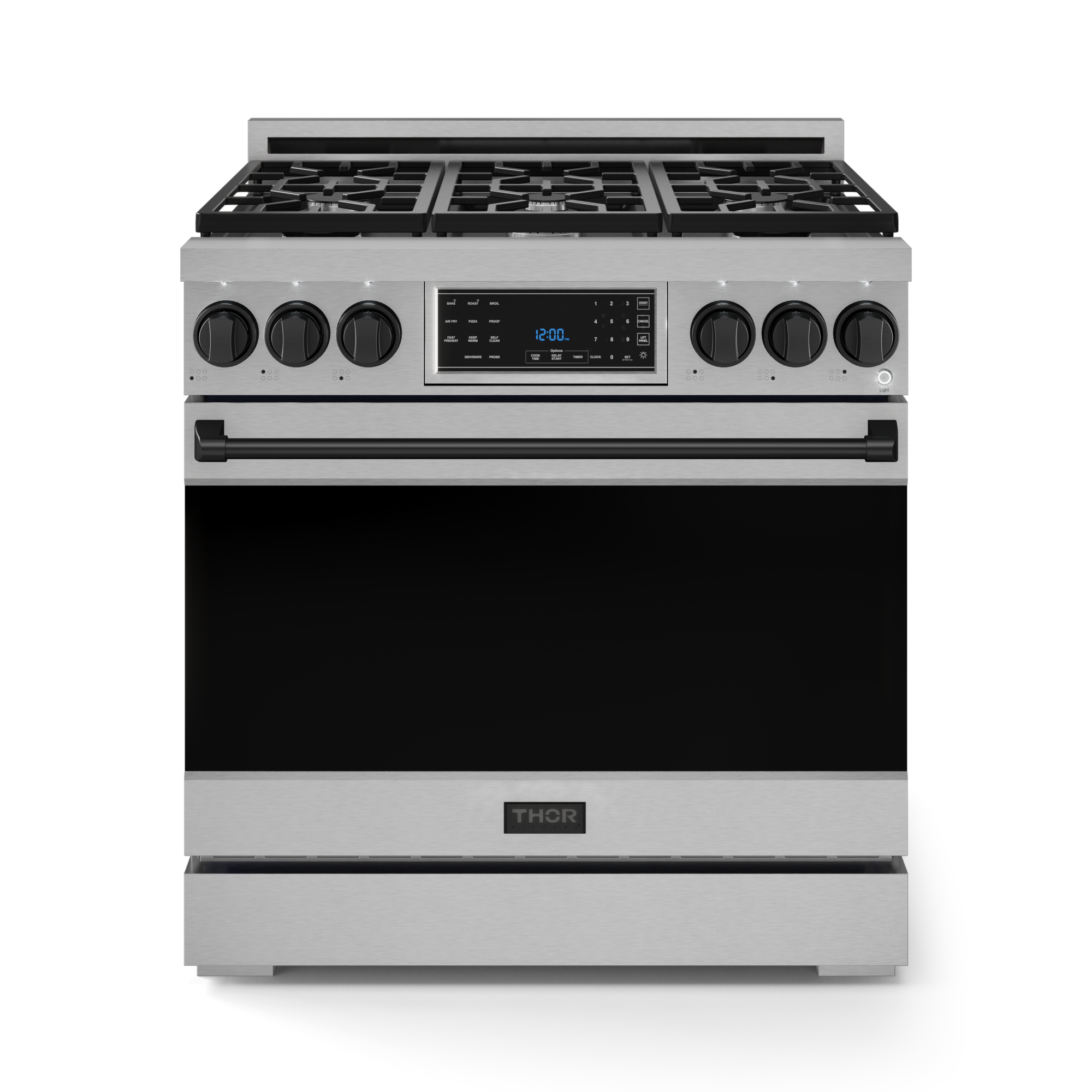 36 Inch Professional Gas Range with Tilt Panel Touch Control in Stainless Steel/Black | Gordon Ramsay Series