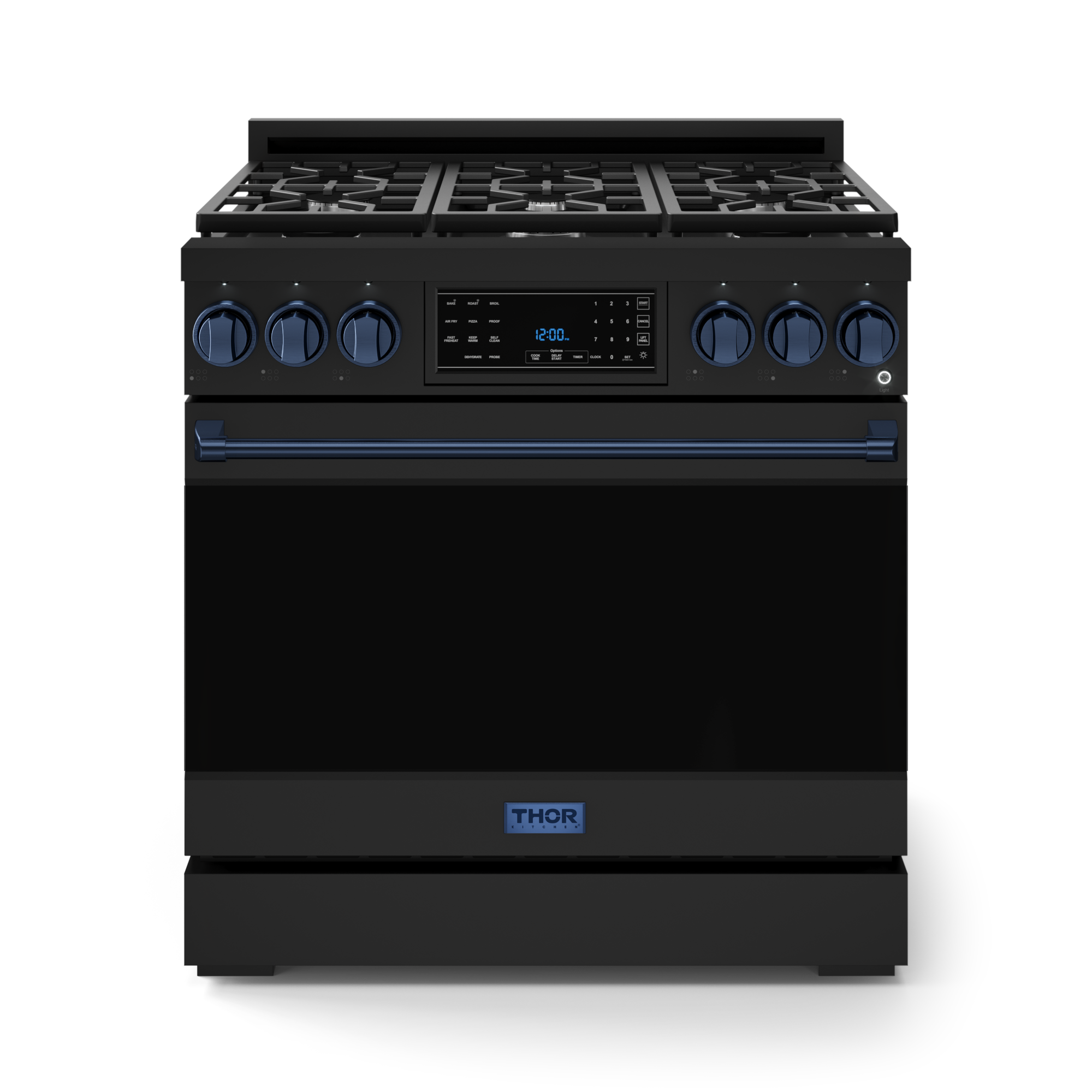 36 Inch Professional Gas Range with Tilt Panel Touch Control in Black/Navy Blue | Gordon Ramsay Series