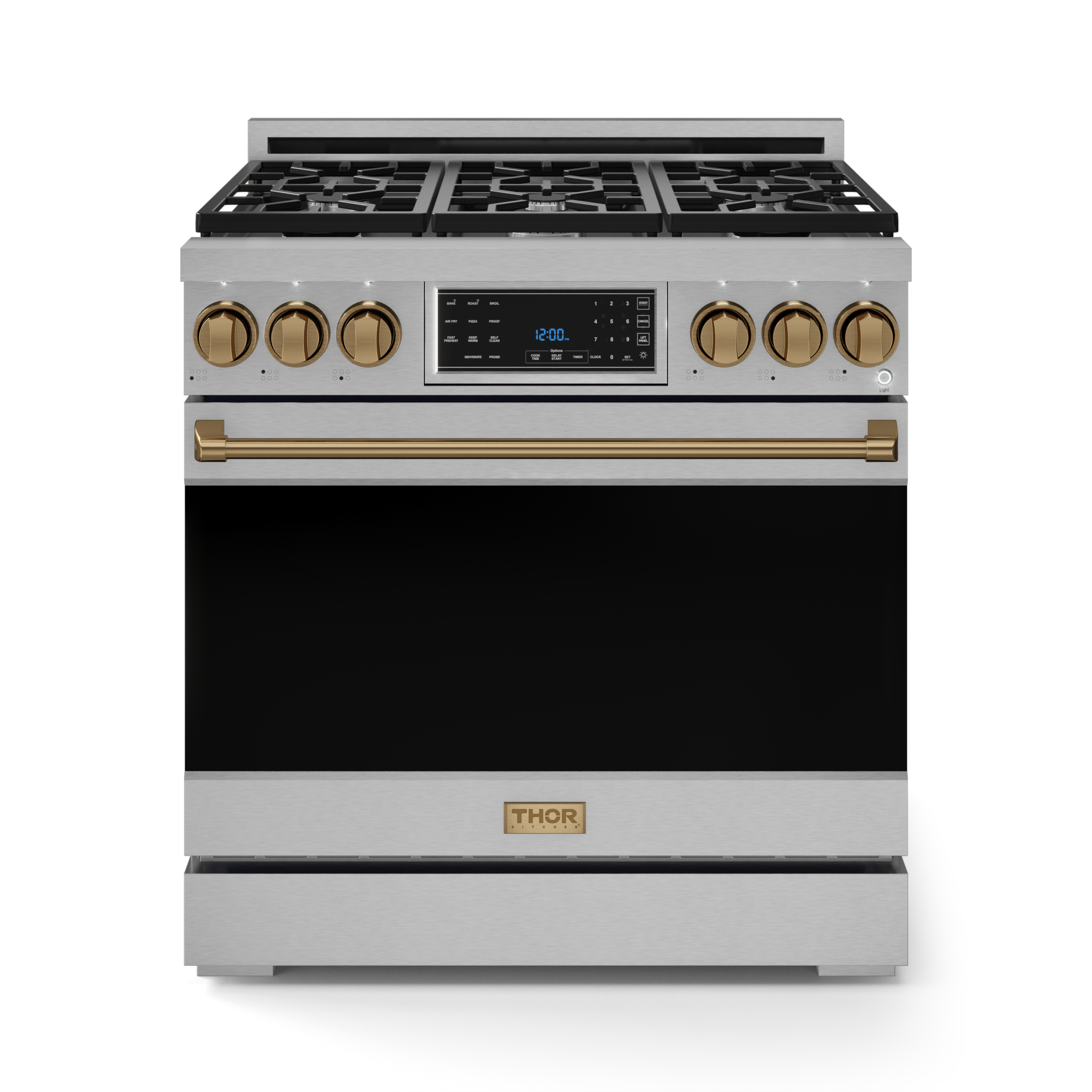 36 Inch Professional Gas Range with Tilt Panel Touch Control in Stainless Steel/Bronze | Gordon Ramsay Series