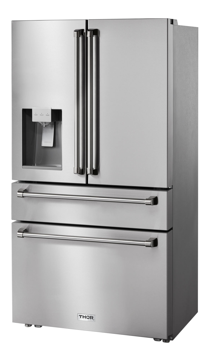 Thor Kitchen 36 Inch Professional French Door Refrigerator with Ice and Water Dispenser - Model TRF3601FD