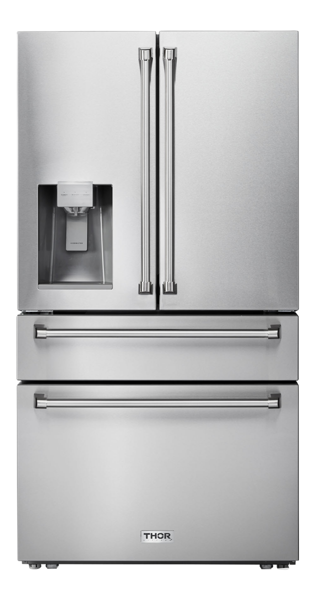 Thor Kitchen 36 Inch Professional French Door Refrigerator with Ice and Water Dispenser - Model TRF3601FD