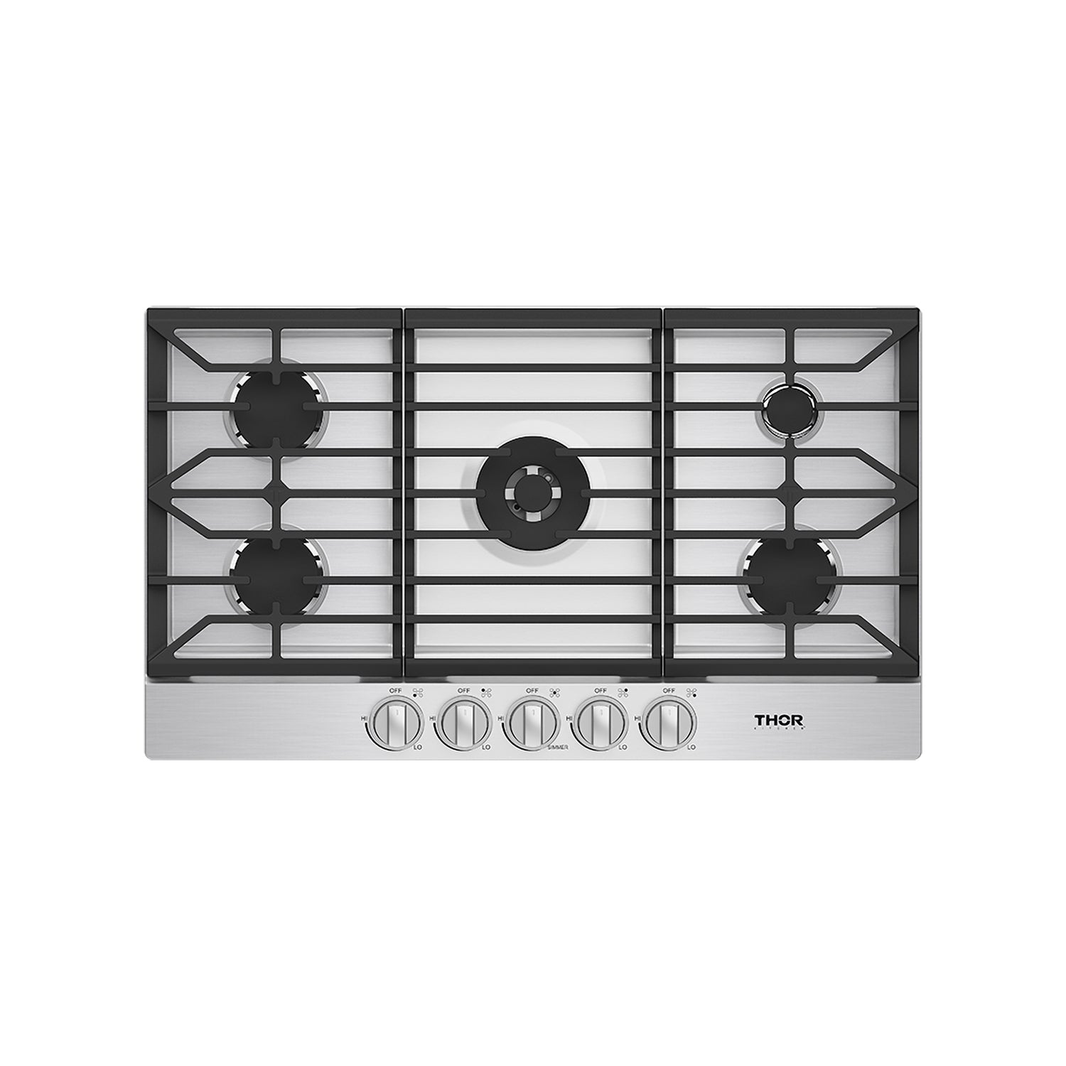 36 Inch Professional Gas Cooktop in Stainless Steel
